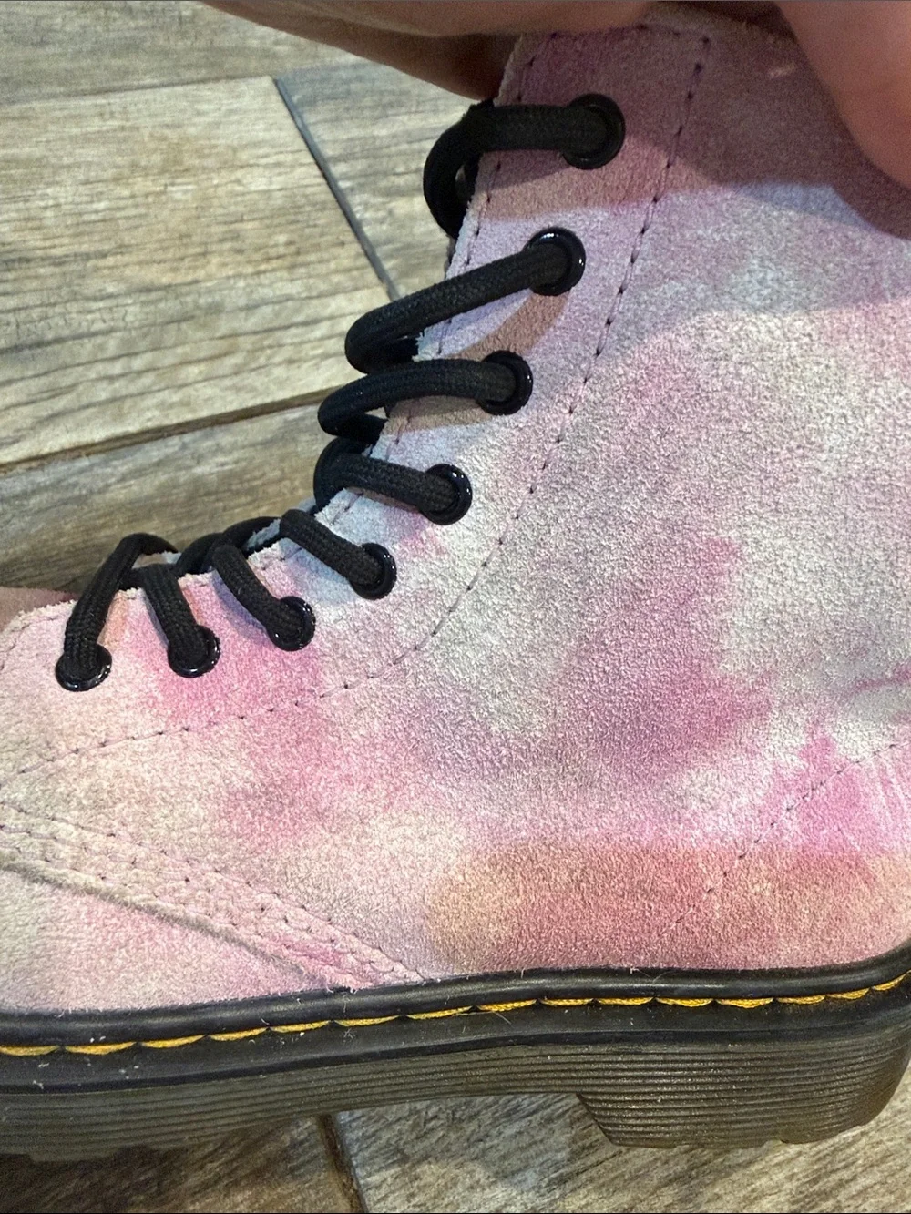 Dr. Martens Kids 1460 pascal j Pink Tie-Dye suede Lace-Up Boots size 3